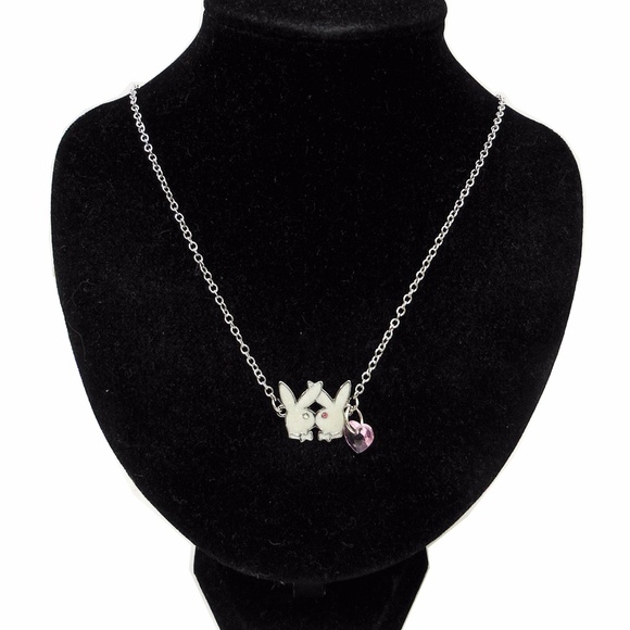 Playboy Jewelry Set Necklace Earrings Bunny Heart - Picture 7 of 10